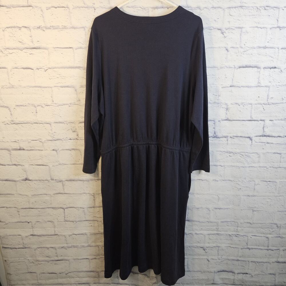 L.L. Bean Midi Dress Blue Size 2x Elastic Waist Comfy - Picture 3 of 4